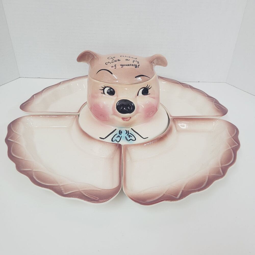 Make A Pig of Yourself 1950s Vintage DeForest of CA. Piggy Relish Serving Tray
